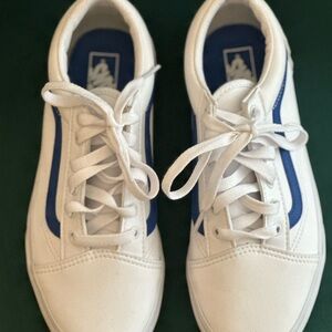 Leather Vans White and Blue Sneakers Juniors Sz 6